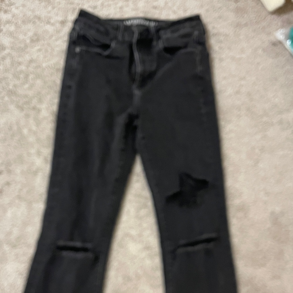 American Eagle Black Distressed Flare Jeans